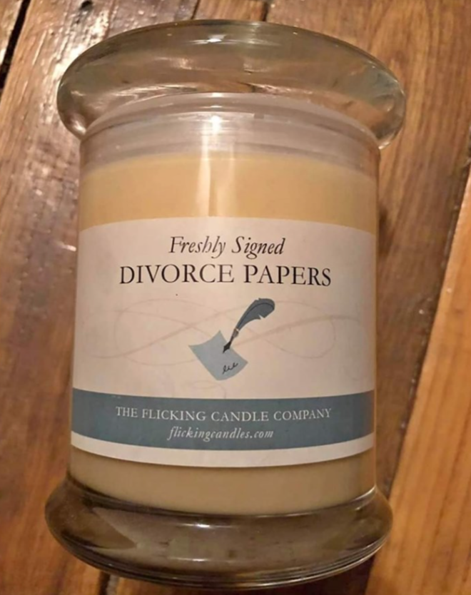 candle - Freshly Signed Divorce Papers The Flicking Candle Company flickingeandles.com